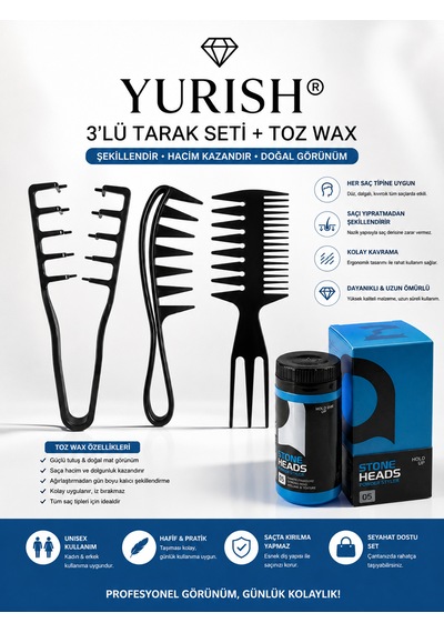 Toz Wax Set Mucizevi Saç Şekillendirici Tarak Seti Ve Toz Saç Waxı Profesyonel Saç Seti