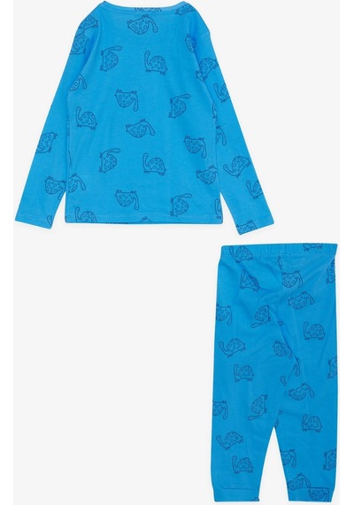 Macawi Breeze Erkek Çocuk Pijama Takımı Kaplumbağa Desenli 1.5-5 Yaş, Mavi-mavi Mavi