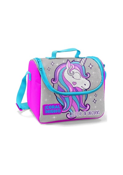 Coral High Pembe Gri Unicorn Kız Çocuk İlkokul Çanta Seti - Sırt