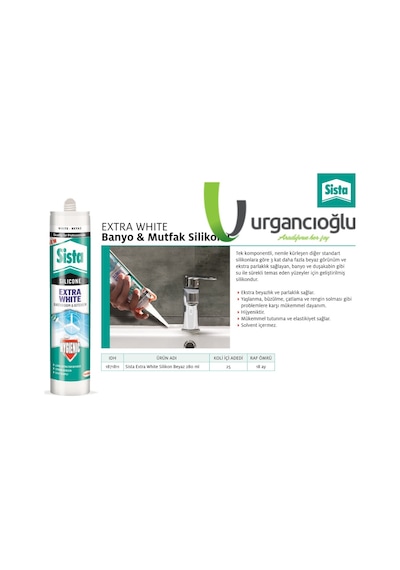 Sista Extra White Banyo - Duşakabin Silikonu 280 ML Beyaz