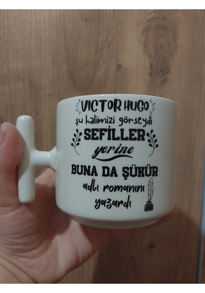 Krem Rengi Eğlenceli Yazılı Esprili Özel Tasarım Baskılı T Kupa Bardak Latte Bardağı Beyaz