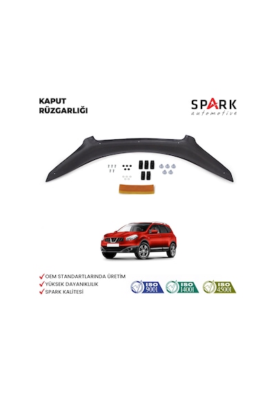 Nissan Qashqai 2010-2013 Yıl Aralığı Uyumlu Kaput Rüzgarlığı 4mm Siyah
