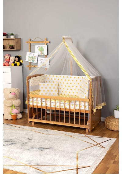 Ahşap Beşik Anne Yanı Beşik Vernikli 60x120 - Sarı Yıldız Tek Yastık Uyku Seti + Yatak Ahşap Ahşap Beşik Anne Yanı Beşik Vernikli 60x120 - Sarı Yıldız Tek Yastık Uyku Seti + Yatak Ahşap