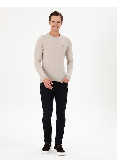 U.S. Polo Assn. Erkek Slim Fit Bisiklet Yaka Taş Melanj Kazak 50297040-VR225