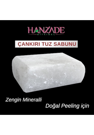 Hanzade Bitkisel Çankırı Tuz Sabunu 300-350 Gr X 3 Adet Zengin Mineralli Doğal Saf Çankırı Kaya Tuzu Sku: Smg8690010505132 Acı Badem