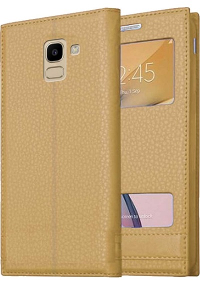 Samsung Galaxy J6 J600 Uyumlu Pencereli Kapaklı Magnum Kılıf