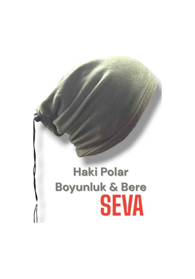 Seva Unisex Haki Çok Amaçlı Kışlık Polar Boyunluk Bere