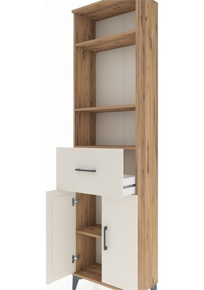 Arges Dolap 4 Raflı Tek Çekmeceli 2 Kapaklı 60x30x221 Çam-aytaşı Atlas Çam