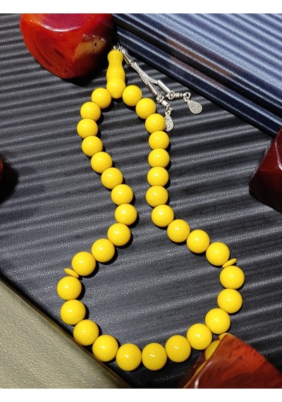 Sıkma Kehribar Tesbih Sarı Renk 30978978
