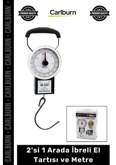 Tartı Hassas Kancalı Valiz Kantarı Pazar 35 Kg Yaylı 2'si 1 Arada İbreli El Tartısı Metre Çok Renkli