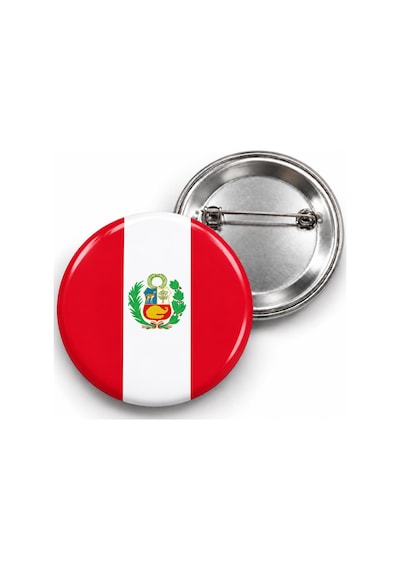 Peru Bayrağı - 58mm Rozet Çok Renkli