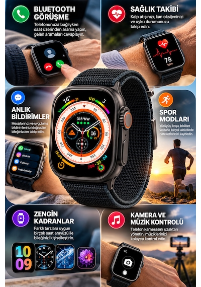 Beemen HK11 Ultra-a Bluetooth Arama Özellikli 49 MM Akıllı Saat (İthalatçı Garantili)