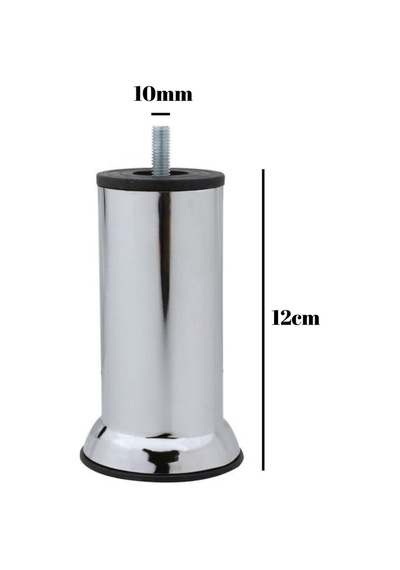 Metal Ayak Vidalı Pasolu Mobilya Yatak Koltuk Baza Ayağı Metal 4 Adet 12cm Krom 10mm Vidalı Krom