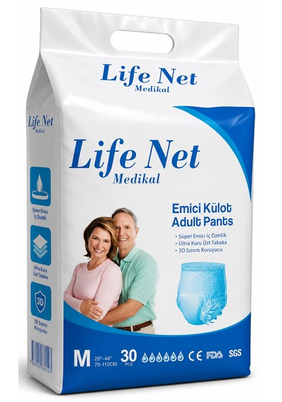 Life Net Medikal Yetişkin Hasta Bezi Külodlu M Beden Yüksek Emici Bez Medium M 30 Adet