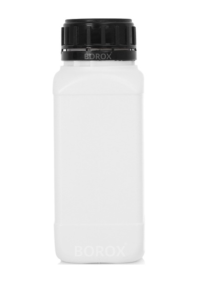 Borox Plastik Kare Şişe Siyah Kilit Kapaklı Sızdırmaz Numune Şişesi 100 x 500 ML