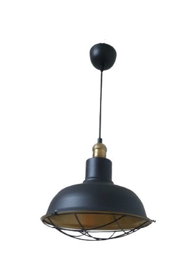 Retro Metal Siyah Dekoratif Eskitme Duylu Kafesli Siyah İçi Gold Kafe Mutfak Avize Çap:30 Cm Beyaz
