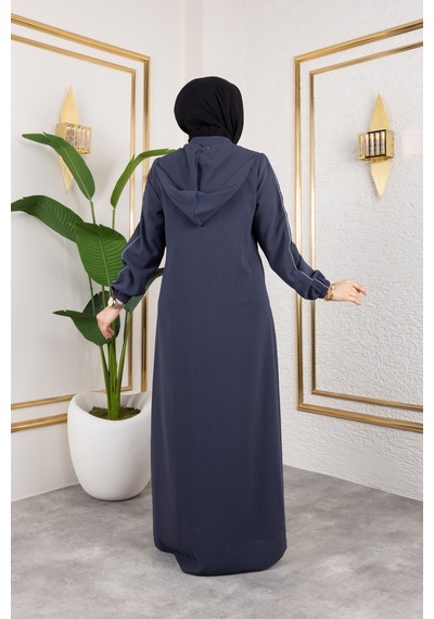 Nevayla Moda Biyeli Şerit Metal Aksesuar Detaylı Ferace / Antrasit - F0144 Antrasit