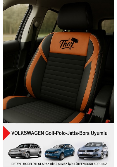 Thor Tay Tüyü Oto Koltuk Kılıfı Volkswagen Bora-golf-jetta-polo Uyumlu Taba