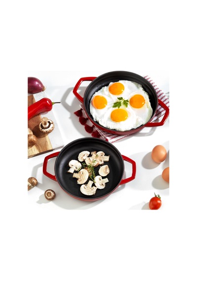 Schafer Guss Chef Döküm Sahan Çift Kulplu 19cm 1 Parça Kırmızı