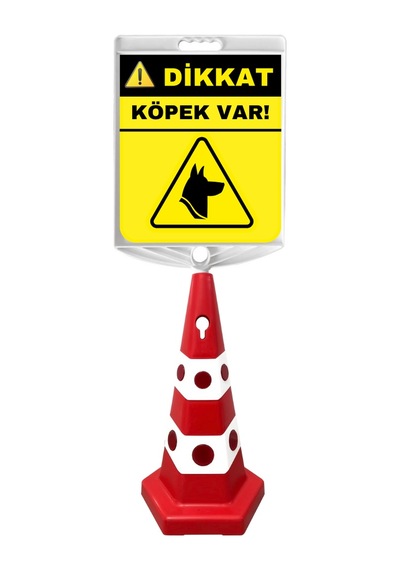 Dikkat Köpek Var Çift Taraf Baskı Kırmızı Ultra Kedi Gözlü Ağırlıklı Koni Seti Trafik Dubası