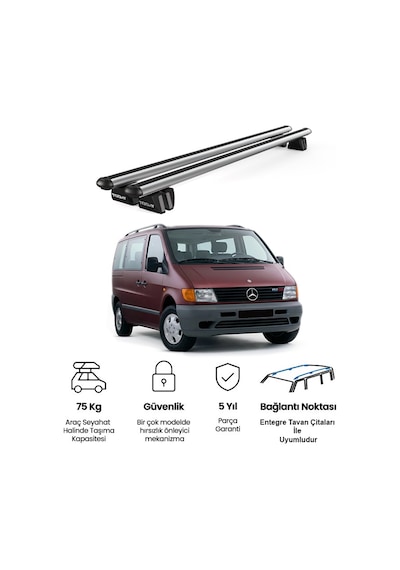 Pençe Mercedes-benz Vito Ara Atkı 1996-2004 Uyumlu Gri Ara Atkı 135cm Port Bagaj Tavan Barı