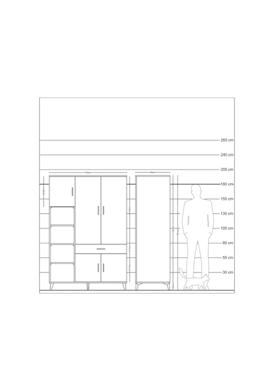 Kronos Dolap 8 Raflı Tek Çekmeceli 5 Kapaklı 132x59x195 Çam-ç... Çam