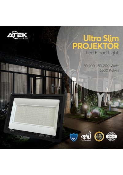 Ultra Slim Projektör Dış Mekan Led Işık Siyah