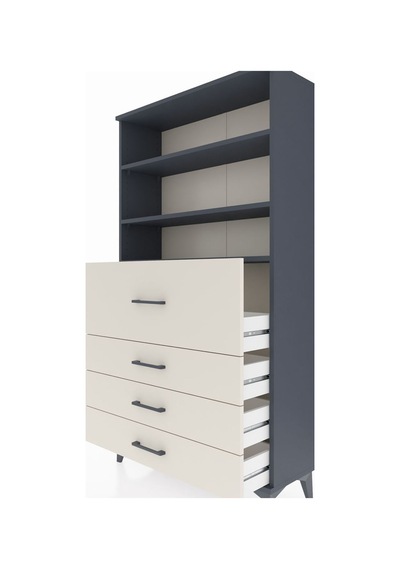 Arges Dolap 3 Raflı 4 Çekmeceli 88x30x163 Antrasit-aytaşı Antrasit