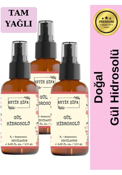 Gül Suyu 300 Ml - Saf Tam Yağlı Gül Hidrosolü Tonik 3 X 100 Ml