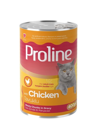 Proline Tavuklu Sos İçinde Et Parçacıklı Kedi Konservesi 400g X 24 Adet