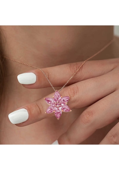 Casera's Gümüş Rose Pembe Lotus Çiçeği Kolye Csr2180724 Gümüş