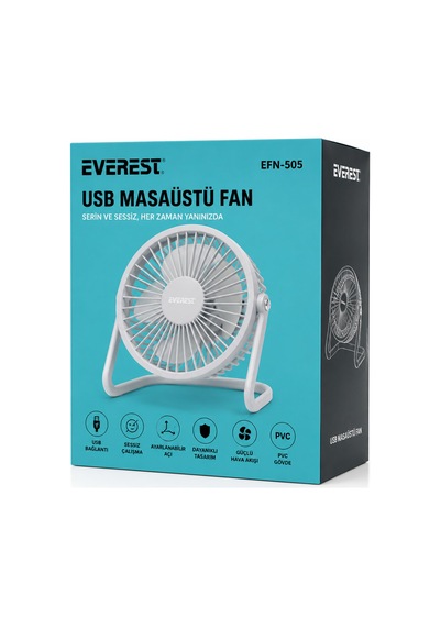 Usb Şarjlı - Pvc Gövde 14.5x14.1cm Masa Üstü Fan - Vantilatör Efn-505 5705