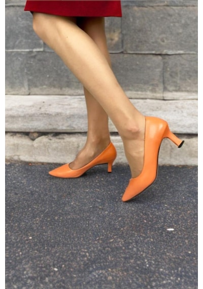 Preshley Kadın Sity Turuncu 6 Cm İnce Topuklu Stiletto Turuncu