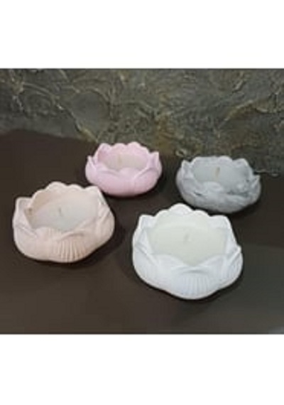 El Yapımı Mumlu Lotus Pudra Pembe - Beyaz - Açık Kahverengi - Koyu Füme