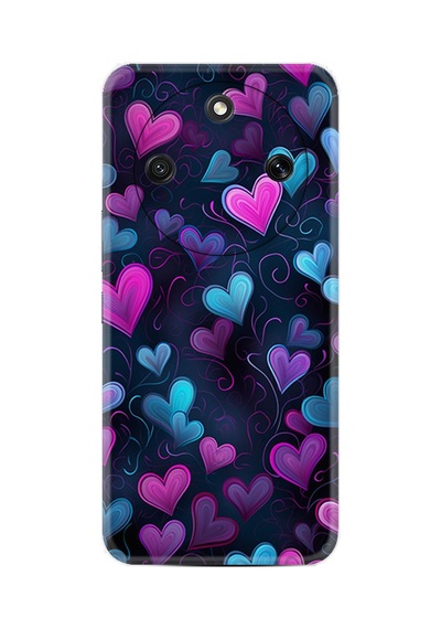 Honor Magic 8 Lite 5g Kılıf Boutique Baskılı Resimli Mavi Kalp Pcode -082
