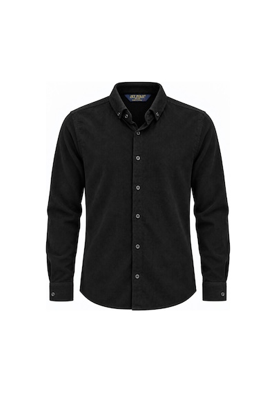 Classics Men Jet Polo Uzun Kol Slim Fit Erkek Kadife Gömlek - 7779 Siyah