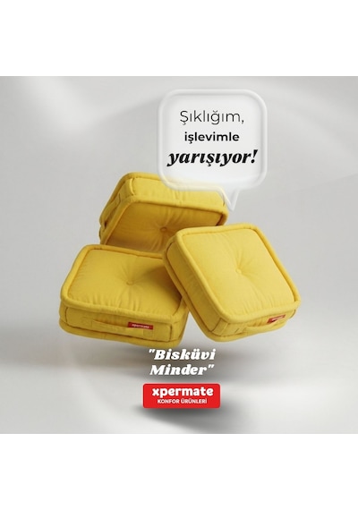 Xpermate Bisküvi Minder Petek Önü Fransız 45x45x14 Sarı