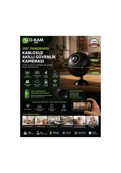 Okam Ok-104 Ekow Wifi Mini Bataryalı Balık Gözü Lens Kamera Küçük Boyut Siyah - 914153760