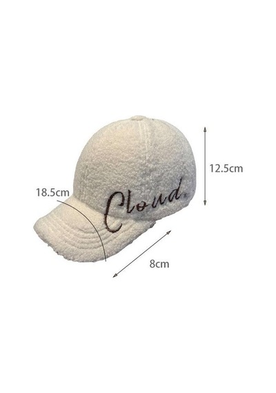 Valkyrie Peluş Şapka Kadın Erkek Unisex Kışlık Şapka Cloud Nakışlı Ayarlanabilir Bej Teddy Şapka Beyaz Beyaz