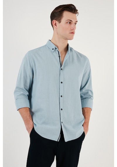 Buratti Pamuklu Regular Fit Düğmeli Yaka Erkek Gömlek Cf20S111871 Aqua