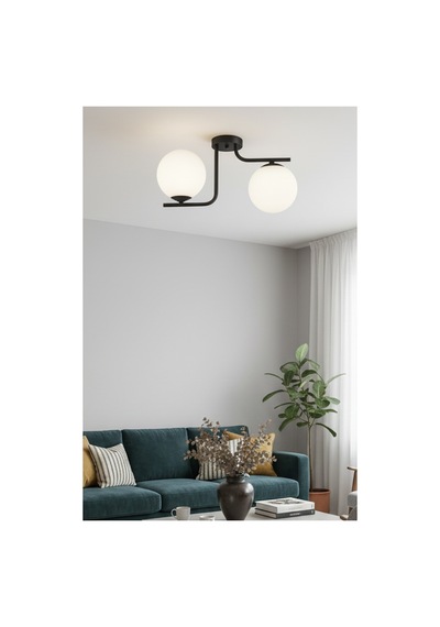 Lora Modern Tasarım Minimal Yatak Odası Salon Mutfak Siyah Renk Füme Camlı 2 Li Avize