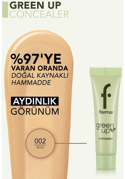 Flormar Nemli Ve Aydınlık Görünüm Veren Vegan Likit Kapatıcı-green Up Concealer-002 Beıge-4251903322256