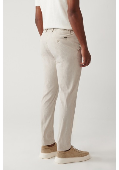 Avva Erkek Bej Yandan Cepli Esnek Kumaşlı Gofreli Pamuklu Lightweight Relaxed Fit Pantolon A41y3202