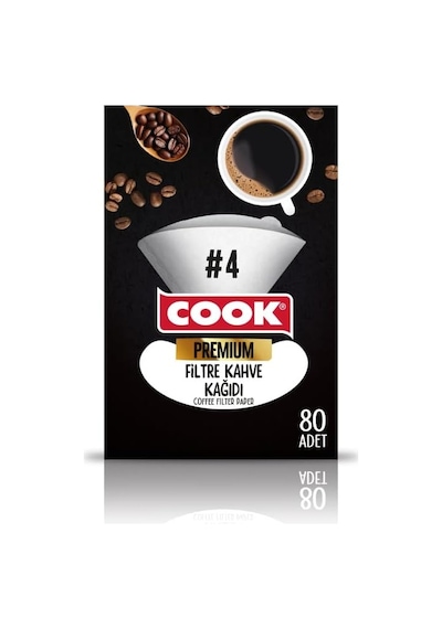 Premium Filtre Kahve Kağıdı, Ebat 4, 80 Adet Çok Renkli