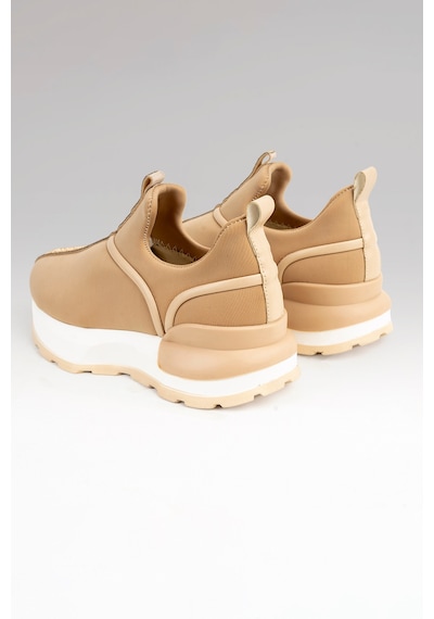 Tw Tonny White Newyork-016 Kadın Günlük Taşlı Şerit Detaylı Yürüyüş Ayakkabısı Sneaker Bej