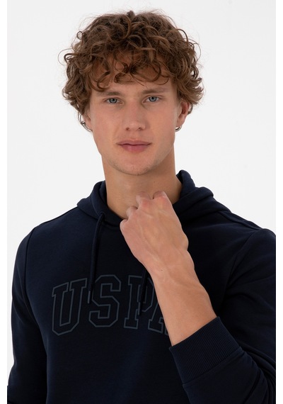 U.S. Polo Assn. Erkek Regular Fit Kapüşonlu Lacivert Basic Sweatshirt 50315663-VR033