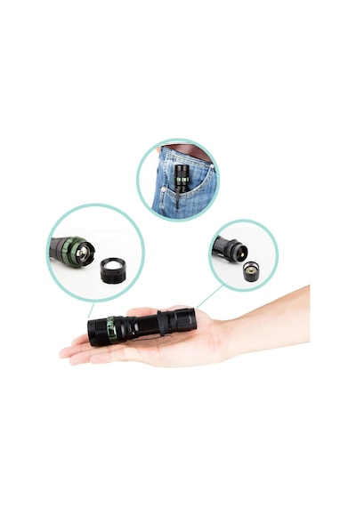 Valkyrie Cree Q5 Uzun Menzil El Feneri - Zoom - Aaa Destekli Siyah