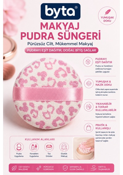 Parmak Bantlı Makyaj Pudra Süngeri Yuvarlak Yumuşak Dokulu Pudra Uygulama Süngeri