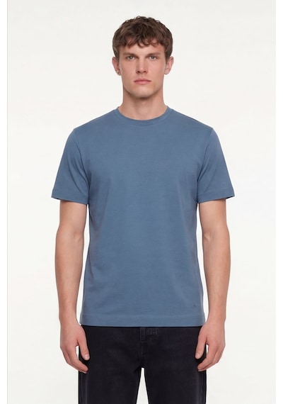 Sabri Özel Erkek Pilot Mavi Normal Kesim Regular FitPamuk Dokuma Bisiklet Yaka Basic T-shirt