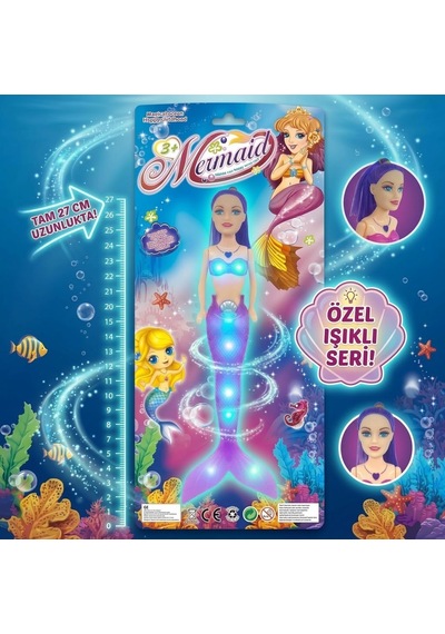 Sihirli Deniz Kızı Işıklı Bebek - Mor - 1 Adet - Kyut-900957